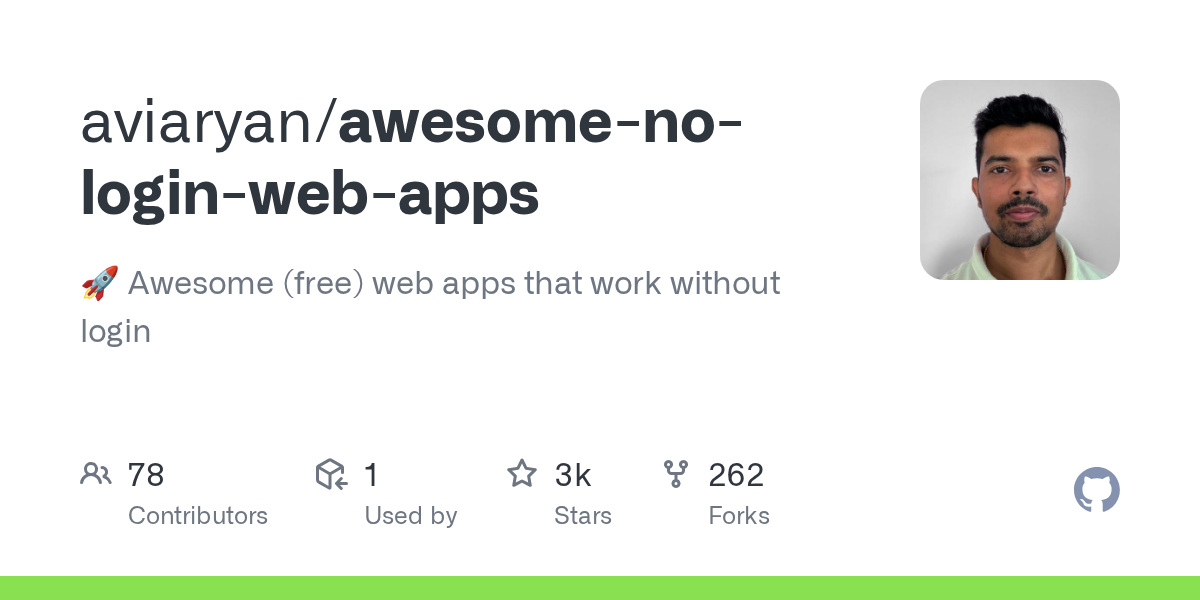 aviaryan/awesome-no-login-web-apps preview