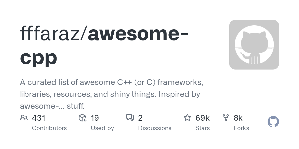 fffaraz/awesome-cpp preview