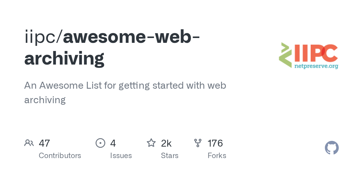 iipc/awesome-web-archiving preview