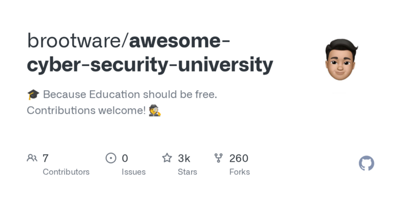 brootware/awesome-cyber-security-university 源码下载与部署教程-源码站