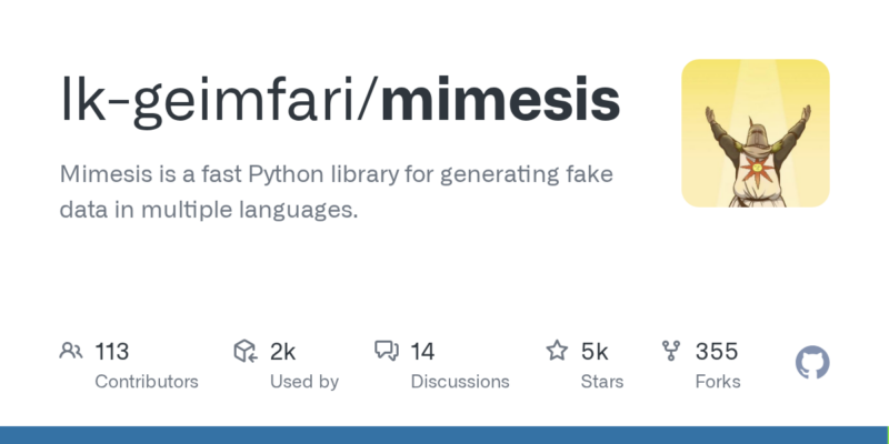 lk-geimfari/mimesis 源码下载_部署教程_开源项目-源码站