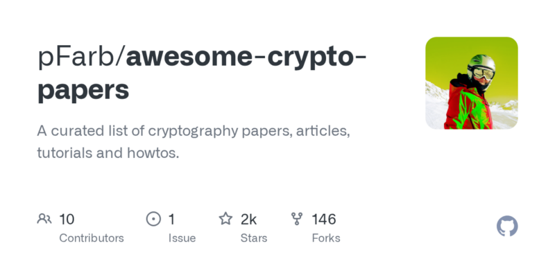 pFarb/awesome-crypto-papers 源码下载_部署教程_开源项目-源码站
