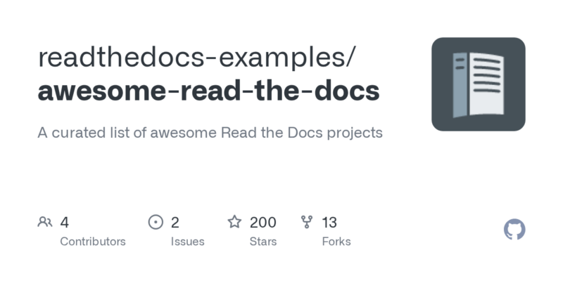 readthedocs-examples/awesome-read-the-docs 源码下载与部署教程-源码站