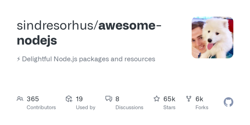 sindresorhus/awesome-nodejs 源码下载与部署教程-源码站