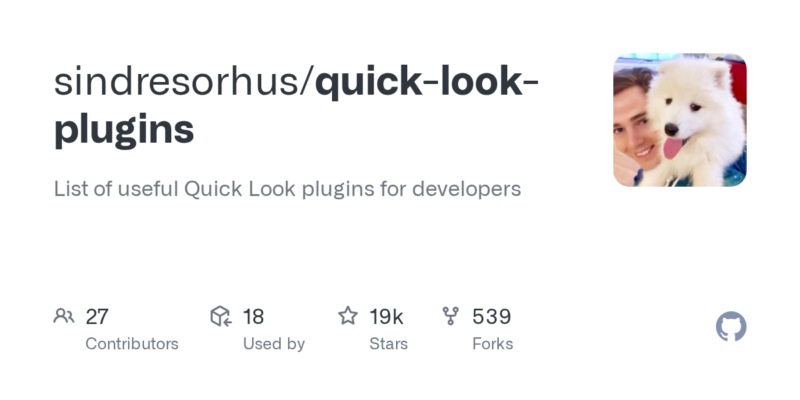 sindresorhus/quick-look-plugins 源码下载与部署教程-源码站