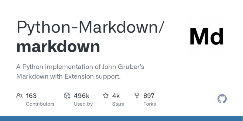 Python-Markdown/markdown 源码下载与部署教程-源码站